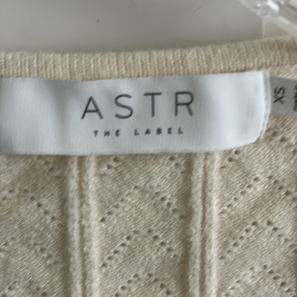 EUC Astr The Label Womens Square Neck Balloon Sweater Ivory Pointelle Knit Sz XS - Picture 2 of 7
